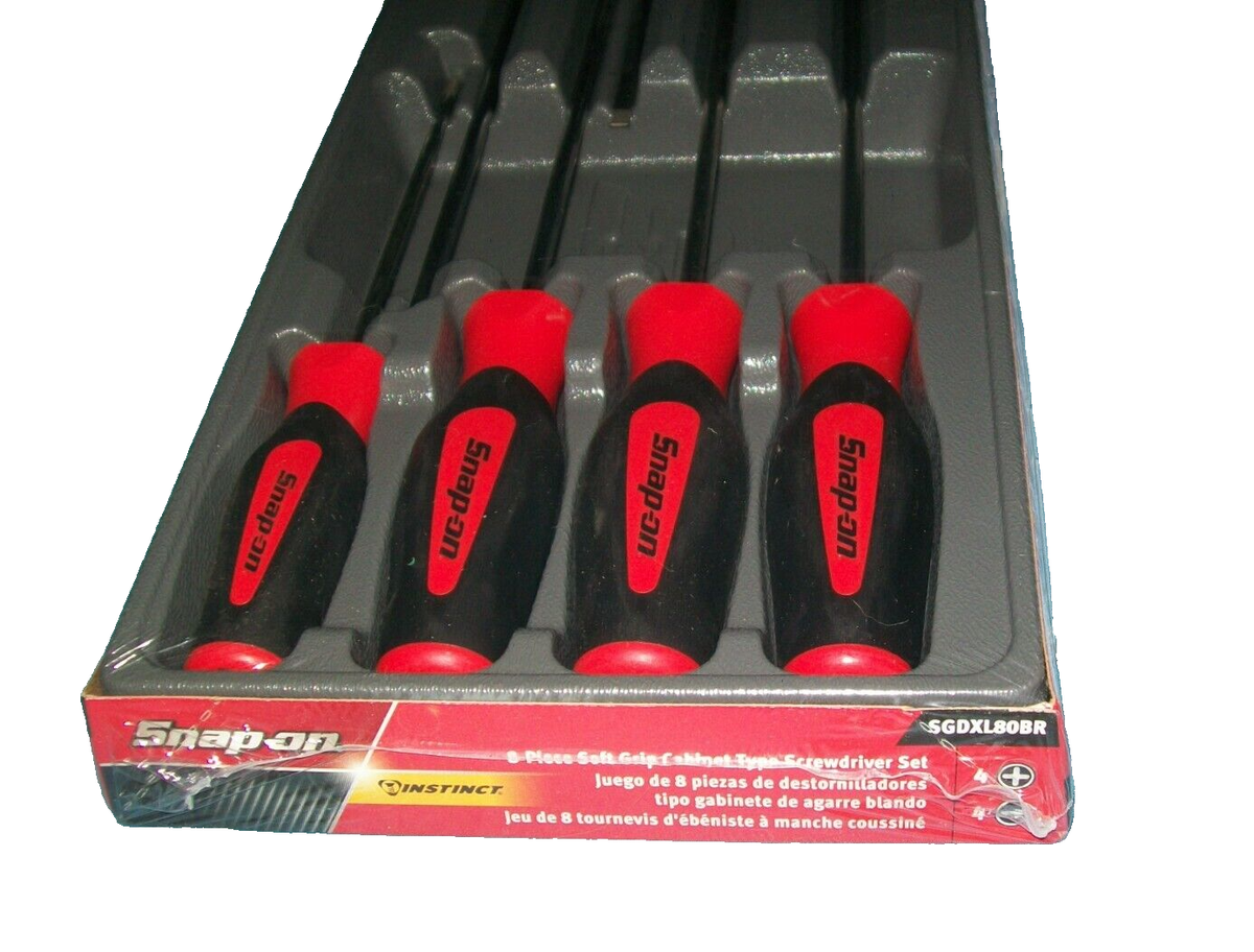 Snap-on Instinct Red Soft Handled 8pc Cabinet Screwdriver Set