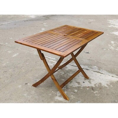Tavolo Pieghevole 120x70 da Balcone Giardino in Legno Rettangolare