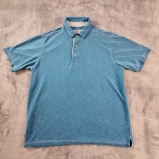 Tommy Bahama Polo Shirt Men's Medium Teal Heathered Modal Blend Fishing Outdoor