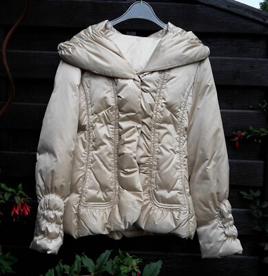 Auffällige helle glänzende DAUNENjacke mit Kapuze - Gr. M