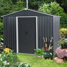8x6 FT Large Outdoor Metal Storage Shed Storage House with Foundation for Garden