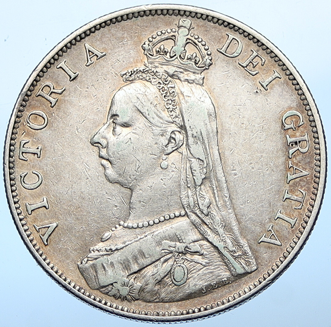 1889 UK Great Britain United Kingdom VICTORIA Silver Double Florin