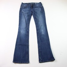 Miss Me Jeans Bootcut Size 26 Flap Jeweled Pocket Denim Distressed JP55014-18