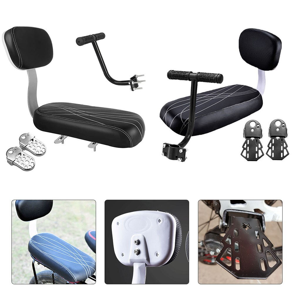 Adjustable Rear Saddle Cushion with Pedals and Back Rest for Enhanced Stability