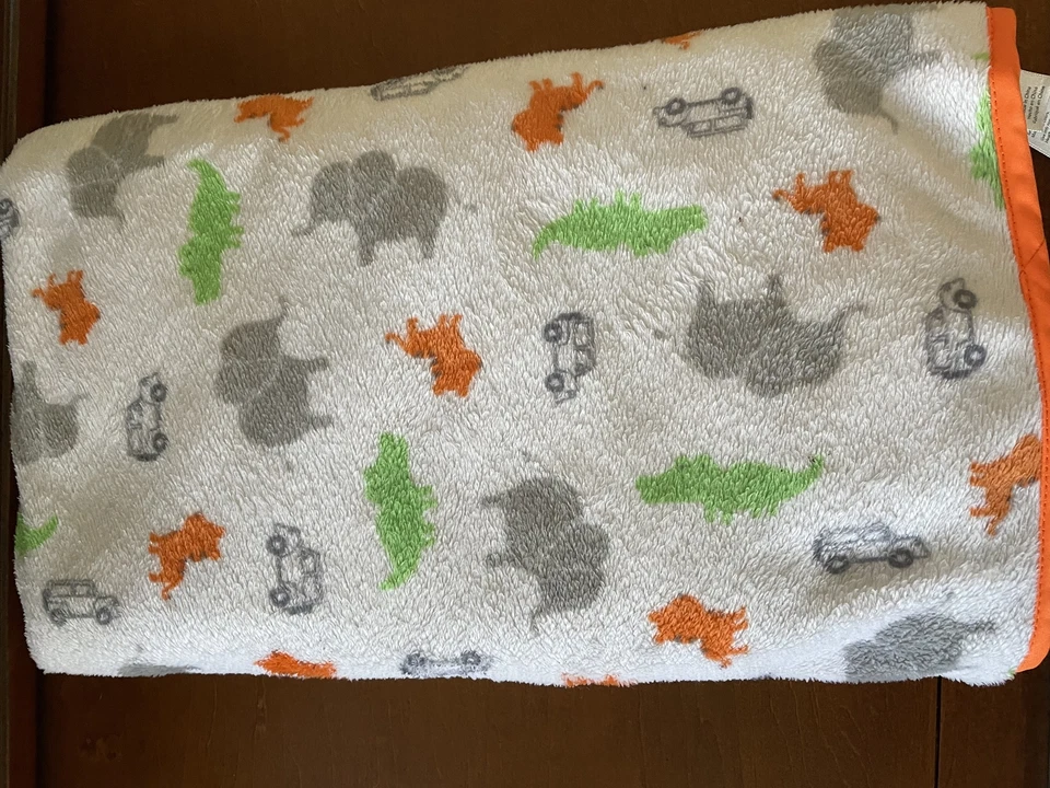 Carter's Just One You Lion сафари слон мягкое плюшевое одеяло оранжевая атласная отделка - Изображение 2 из 2