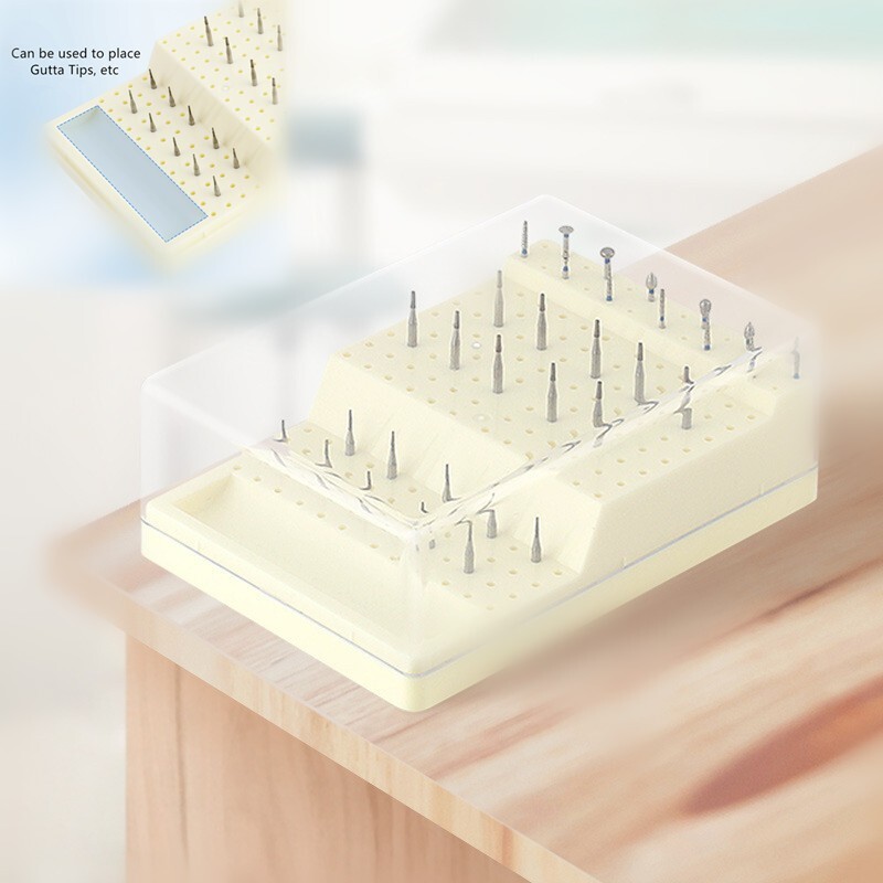 Dental Bur Block Holder With Lid - Plastic Station Holds 168 Burs For RA & FG Dental Tools