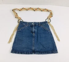 Pocketbook Macrame Handmade Skirt Handbag Boho Denim Tote Rinestones Pockets