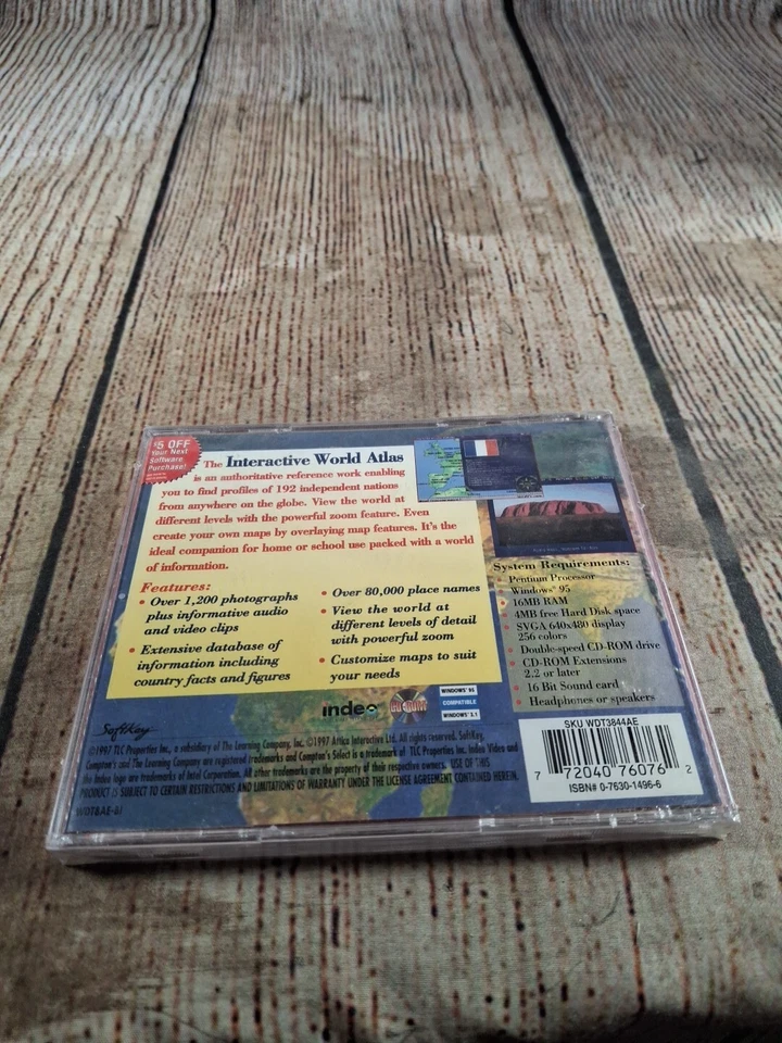 The Learning Company Compton's Interactive World Atlas CD ROM NEW Sealed - Image 2 of 2