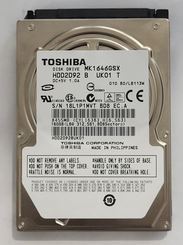 Toshiba MK5059GSX 500Go - Disque Dur 2.5" SATA - PCB 40DDF63FS - Occasion