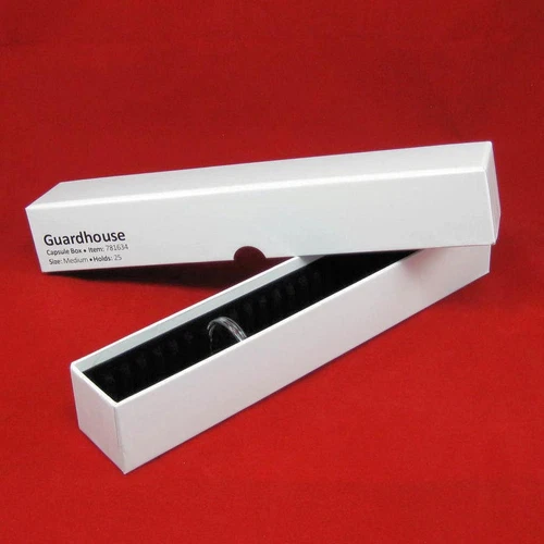 25 1/4oz Gold Eagle Black Ring AirTite Coin Holder + #10 med Capsule Storage Box