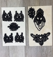 Antique Jet bead Mourning trim for mantle cape, as is, for repair or crafts