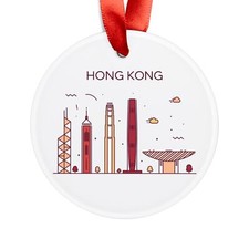 HONG KONG CHINA Skyline, Chinese Travel, Personalized Acrylic Ornament Gift
