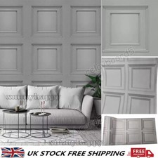 Oliana Large Wooden Panel 3D Effect Feature Wallpapers Realisitc Grey Coving 9M