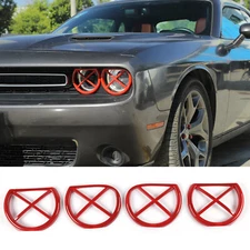 Red Front Headlight Lamp Guard Cover Trim For Dodge Challenger 2015+ Accessories
