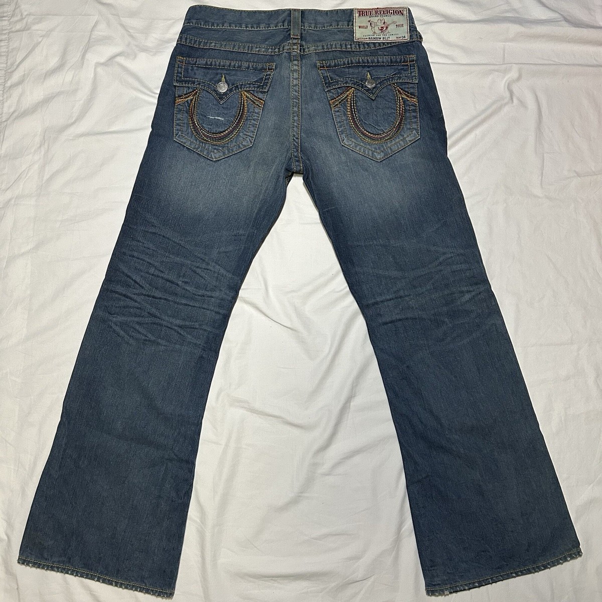 パンツ TRUE RELIGION RAINBOW BILLY 28/34 True Religion Rainbow Billy Distressed Straight Fit Jeans - Size