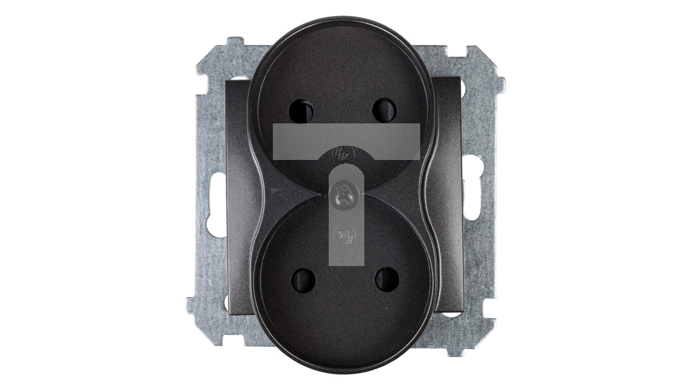 Simon 54 Double socket b / u 16A IP20 with a shutter anthracite DG2MZ.01  /T2UK