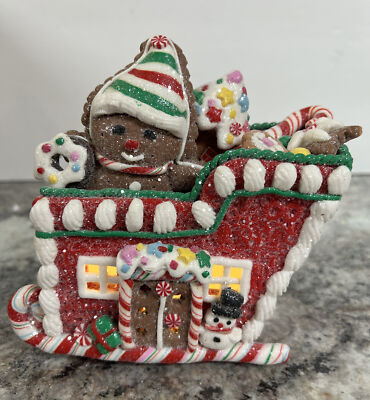 Gingerbread Man Santa Sleigh Snowman Peppermint Candy Cane Light 5.2  Clay dough