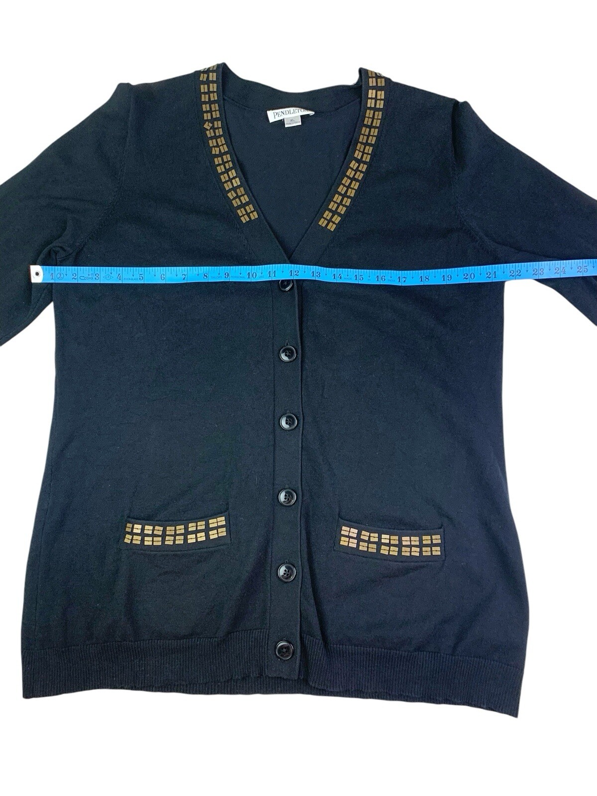 Pendleton Black Silk Blend Sequin V-Neck Cardigan… - image 5