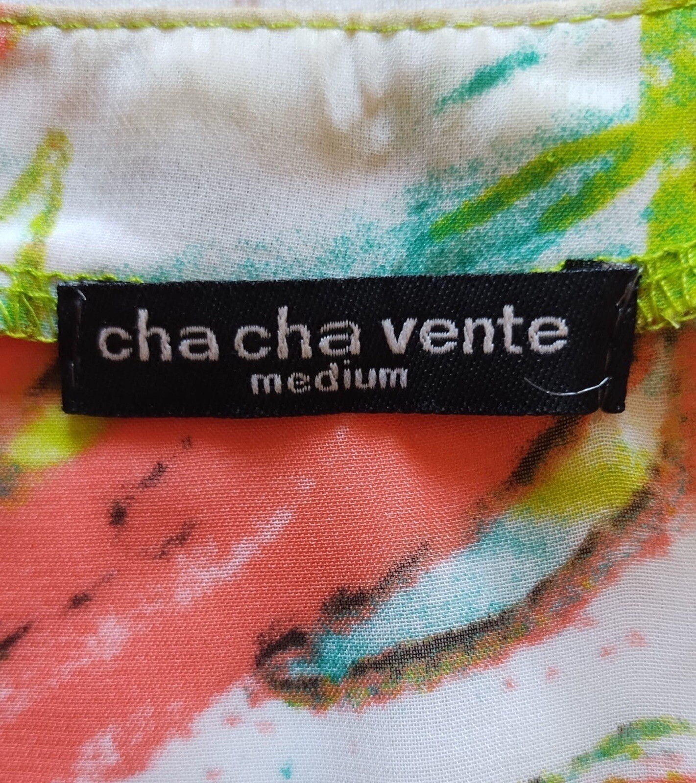 Cha Cha Vente Green Multi-Colored Split Neck 3/4 … - image 8