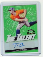 Tanner Burns 2020 Leaf Valiant Baseball THE TALENT GREEN AUTO /99 Indians