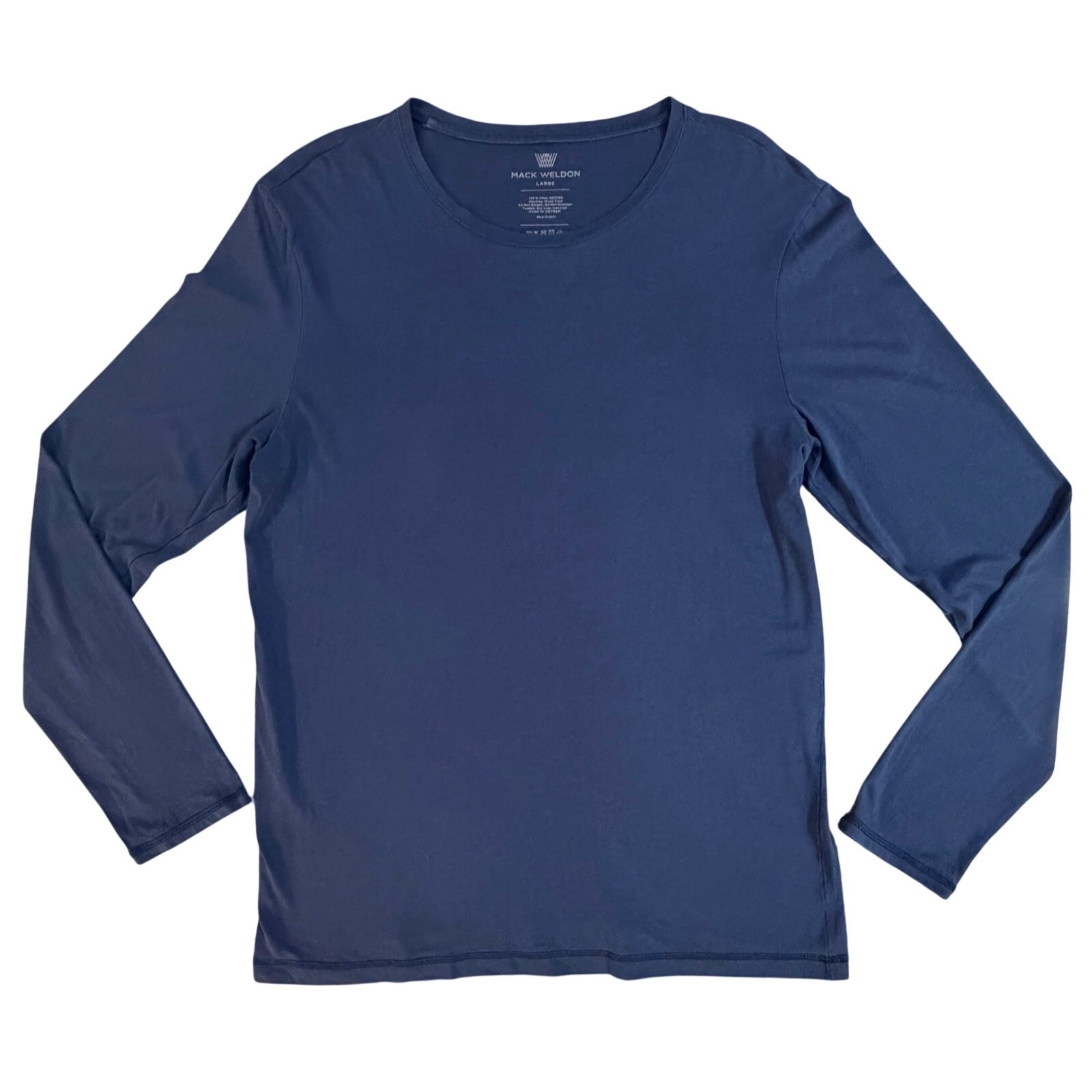 Mack Weldon Pima Cotton Long Sleeve T-Shirt Men’s Large True Navy Minimalist EUC