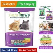 Recycled Paper Multi-Cat Pellet Non-Clumping Paper Cat Litter, 25 Pound, 2X O...