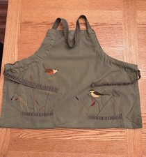 Tag Green Olive Cotton Canvas Bird Bib Apron With Pockets No Stains