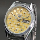Seiko Automatic Watch 6309A Vintage 70s Yellow Dial Stainless Steel Band