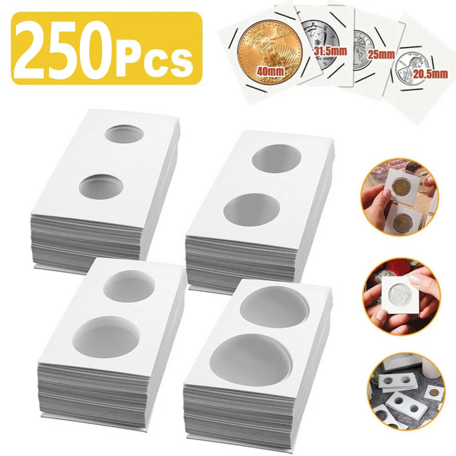 как выглядит 2x2 Cardboard Mylar Coin Holders 250 Pcs - Ideal for Detailed Coin Cataloging фото