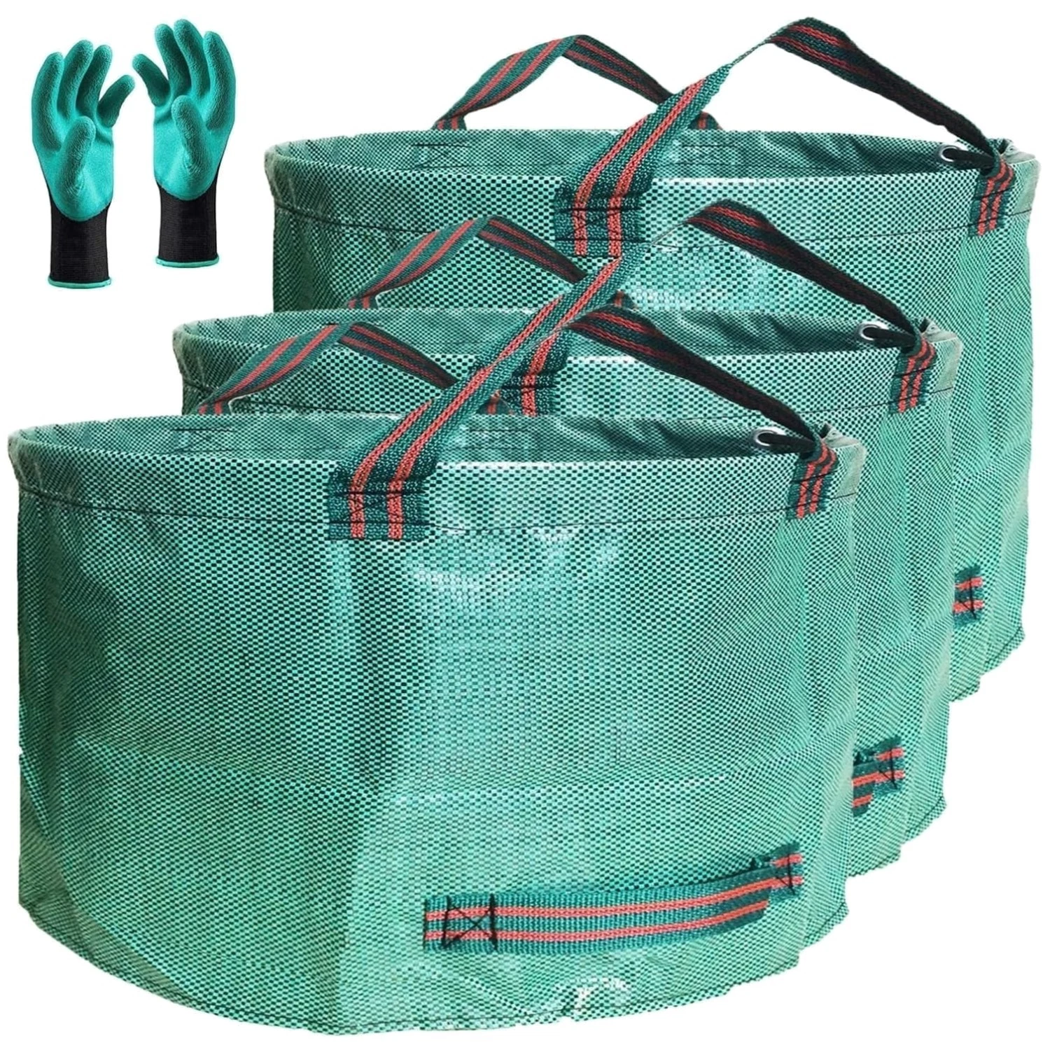 Set of 3 Large Yard Waste Bags w/ Gardening Gloves