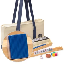 American Mahjong Set, "Harbor Tide" with Canvas Tote Bag, Racks, Pushers