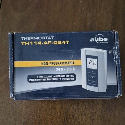 Aube TH114-AF-024T Thermostat 24V Push Button 15-Foot Sensor Electric & Hydronic