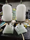 Vintage Skyscraper  Milk Glass Lamps