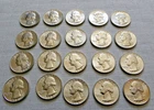 LOT OF (20) 1/2 BU ROLL OF 1964 UNCIRCULATED 90% SILVER WASHINGTON QUARTERS