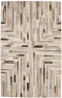 Modern Hand-Crafted Gray Cowhide Leather Rug Geometric Style Decor Carpet 5X8 ft