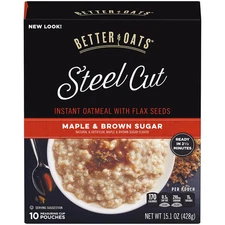 Maple and Brown Sugar Steel Cut Oatmeal Packets, Instant Oatmeal Packets with St