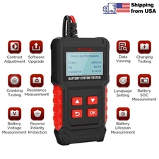 Car Battery Tester 8-20V Battery SOC Test Charging Cranking Analyzer 20-2000CCA
