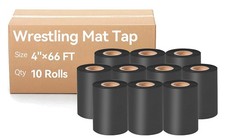 10-Pack Black Heavy Duty Wrestling Mat Tape - 4" x 66' Roll, Strong Adhesive,...