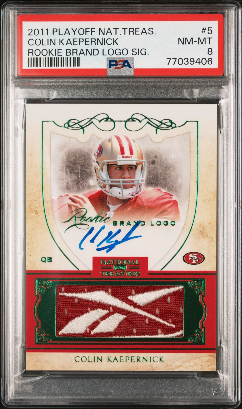 Colin Kaepernick Playoff National Treasures Rookie Brand Logos Signatures #5 Base