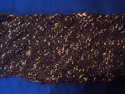 Loop handgestrickt anthrazit / weiß geflammt