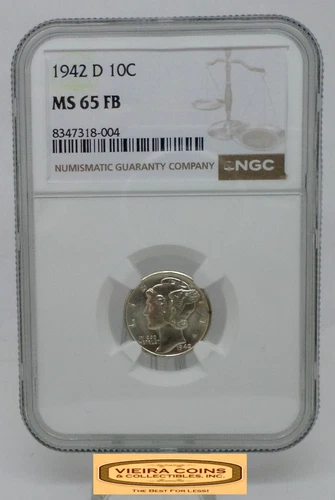 1942-D Mercury Silver Dime, NGC MS 65 FB - #B54426