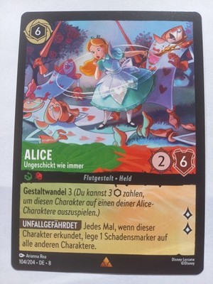 Disney Lorcana Card Alice - Clumsy As Always 104/204 8JAF DE
