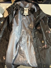 Joules Womens Size 8 Waterproof Right As Rain Coat Jacket Dog Print Navy Packabl