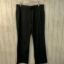 Eddie Bauer Women's Black Fleece Jogger Pants Drawstring Athleisure Size L