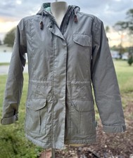 Chaqueta de esquí Surfanic gris y verde azulado con capucha talla mediana, cremallera y botón