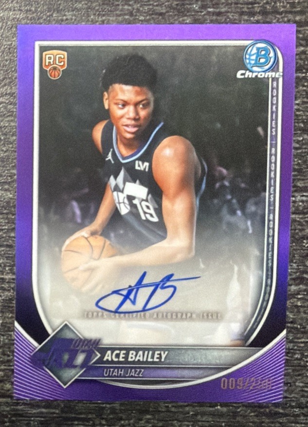 ACE BAILEY - 2025-26 Bowman Chrome Rookie PURPLE REFRACTOR AUTO 9/250 SP RC