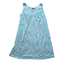 Vintage Vassarette Nightgown Nylon Tank Powder Blue LARGE Satin Made USA 1146