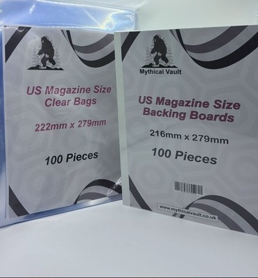 300 x US Magazine Size Backing Boards 24PT & Bags Bundle ~ White- New/Sealed
