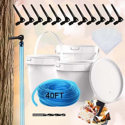 6 Sets Maple Syrup Tree Tapping Kit with 6 Buckets and Lid, 12 Maple Sap Taps...