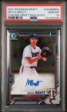 2021 Bowman Draft Chrome Pick Mitch Bratt #CDA-MBRA PSA 10 GEM MT Auto QTY